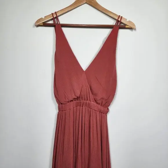 Lulus Women's Lost in Paradise Strappy Maxi Dress in Rusty Rose - Picture 3 of 8